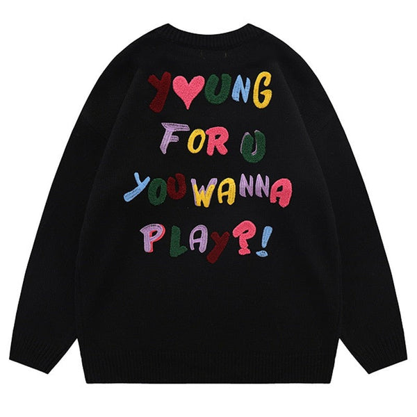 "Wanna Stay Young" Unisex Men Women Streetwear Graphic Sweater Daulet Apparel