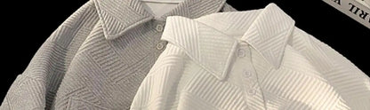 Korean waffle short-sleeved polo shirt with cartoon pattern summer jacquard collar t-shirt for men ins Hong Kong style loose top Street King Limited