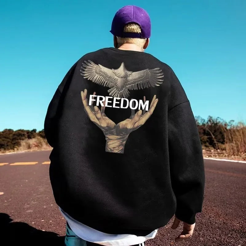 Dove Of Freedom Graphic Printed Men's Crewneck Hoodies Hip Hop Fashion Pullover Sweatshirts Hombre Y2K Streetwear Fleece Clothes Street King Limited