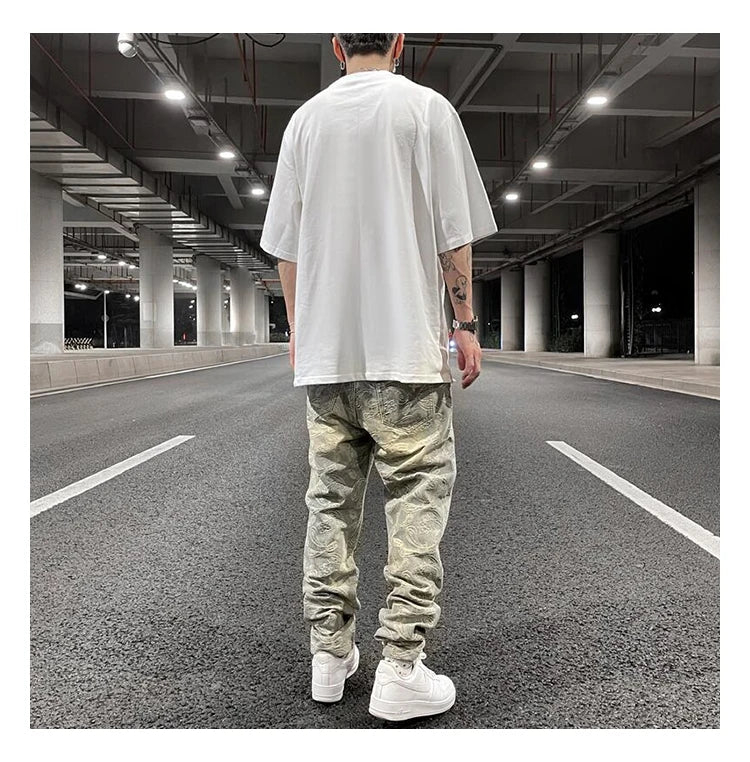 fashion paisy denim jeans mens destoryed holes zipper jeans pants hip hop streetwear new summer casual joggers loose jeans pants unique joggers style 1223