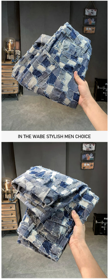 men distressed washed denim streetwear brand hip hop loose casual motorcycle cargo jeans pant cityboy y2k trousers unique cargo style 2344