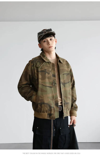 camouflage cargo motorcycle jacket men streetwear hip hop fashion retro loose casual short bomber jacket girl boyfriend coat unique cargo style 700