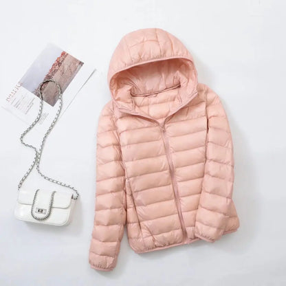 plus size thin light down jacket women 2023 autumn winter slim short hooded warm white duck down coat women outerwear streetwear unique shorts style 4258