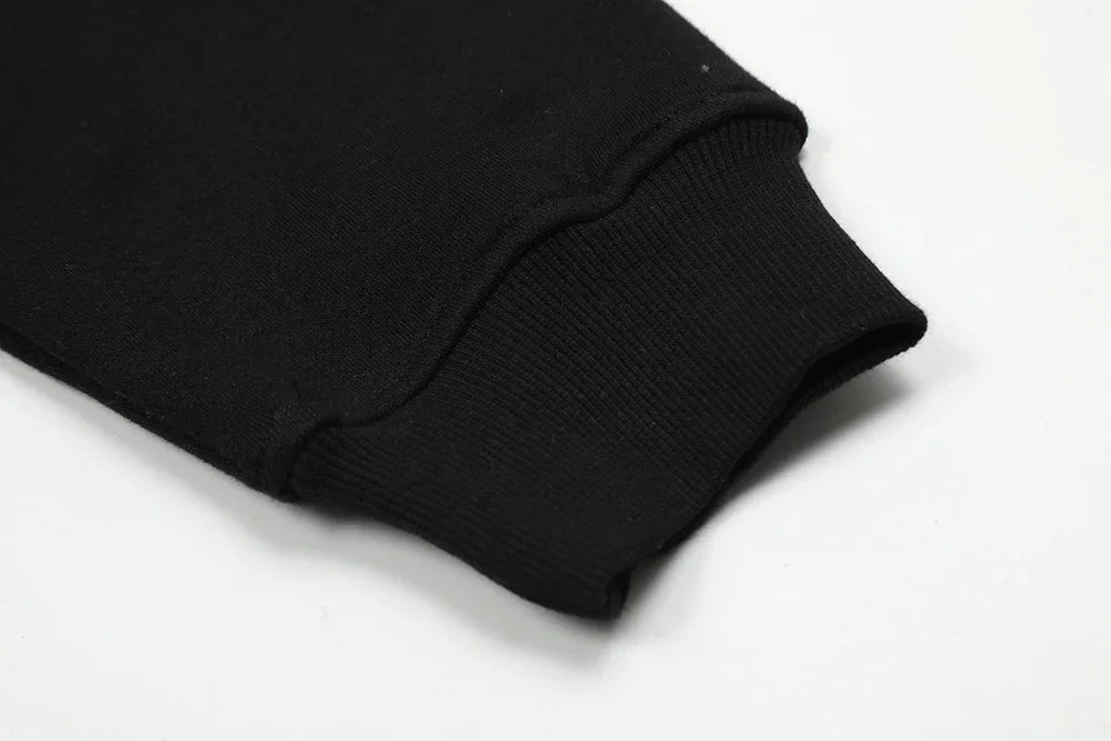 New Autumn Logo Embroidery Black Fleece Hooded Hoodies for Men and Women  Streetwear Baggy Casual Cardigan Zipper Sweatshirts Street King Limited