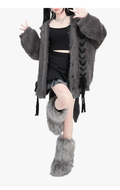 plush faux mink fur thick cardigan sweater jacket for women pro choice loose medium to long style coat women winter y2k tops unique default style 747