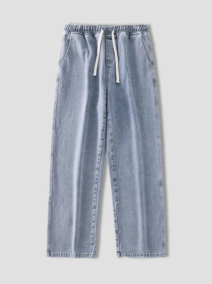 autumn korean fashion drawstring y2k jeans homme classic baggy straight wide leg pants 2025 new hip hop streetwear casual jean unique jeans style 701