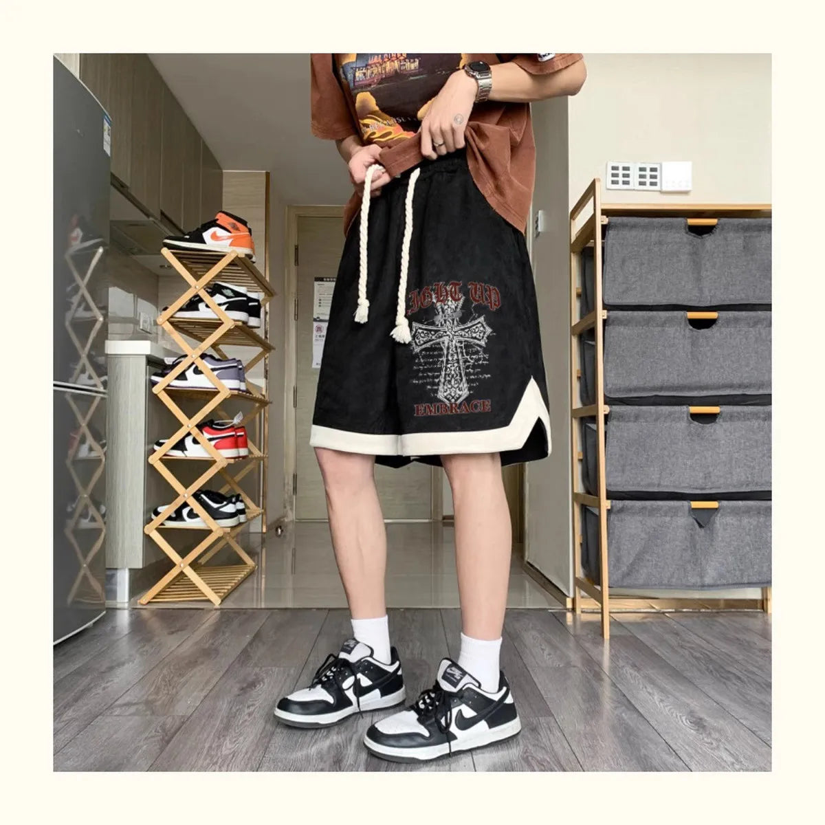 high street hip hop men and women summer personalized capris american trendy letter printing loose sports casual shorts y2k unique shorts style 4595