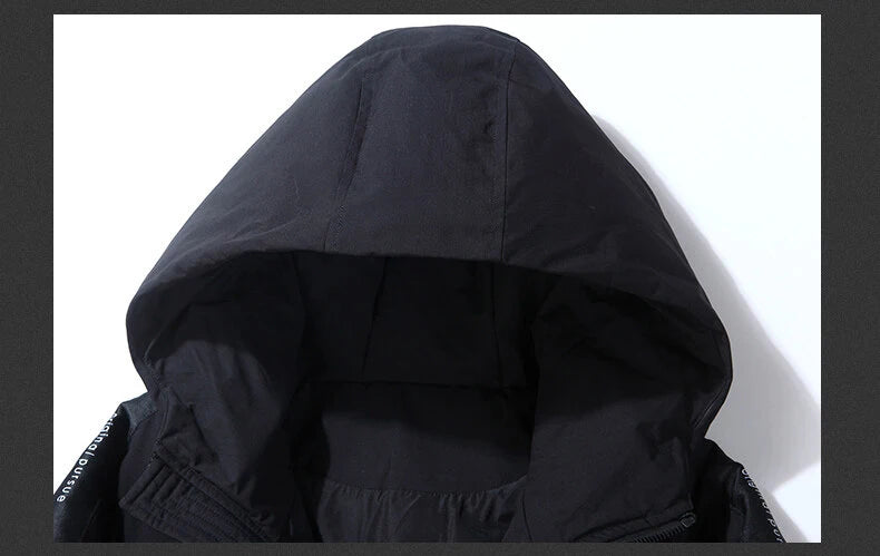 2023 New Winter Men Parka Big Pockets Casual Jacket Hooded Solid Color 2 colors Thicken And Warm hooded Outwear Coat Size 3XL Street King Limited