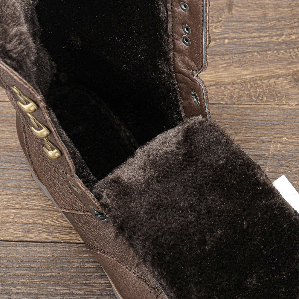 40~48 2023 Genuine Leather Ankle Boot Men Winter Boots Warm Comfortable Non-Slip Snow Boots Men #Dm1578 Street King Limited