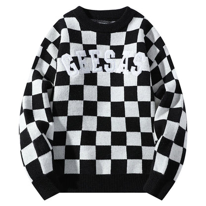 Rainbowtouches Streetwear Men Sweaters Winter Clothes Long Sleeve Casual Knitted Tops Harajuku Plaid Pullovers Couple Sweater Street King Limited