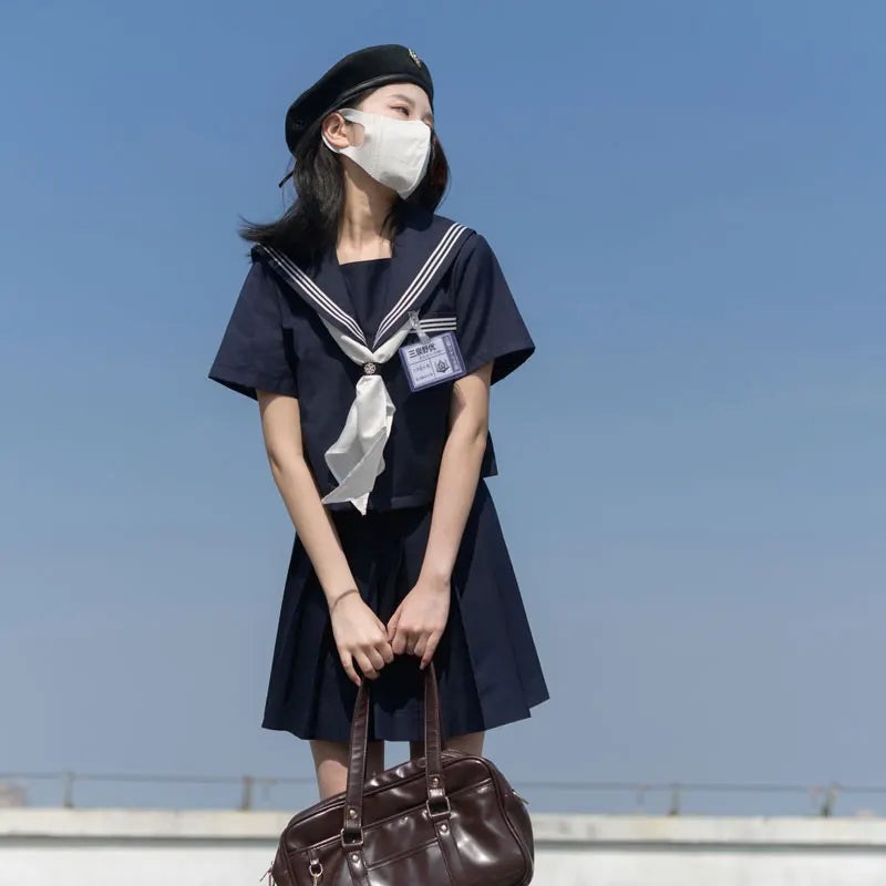 Navy Sailor Outfit Japanese Style School Uniform Skirt Girls JK Uniforms Student Sailor Dress Korean Student Seifuku COS Costume Street King Limited