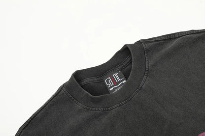 Saint T-shirts New Vintage Wash Letter Printing Chaopai High Street Men Woman Loose Casual Short Sleeve Top Tee Street King Limited