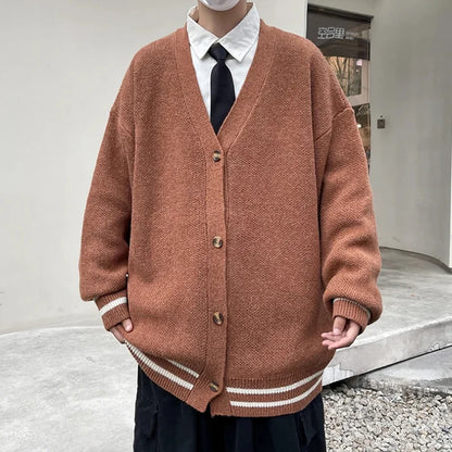 2023 British Retro Cardigan Sweater New Korean Harajuku Academic Knitted Sweater Pullover Hip Hop Streetwear Loose Knitwear Tops Street King Limited
