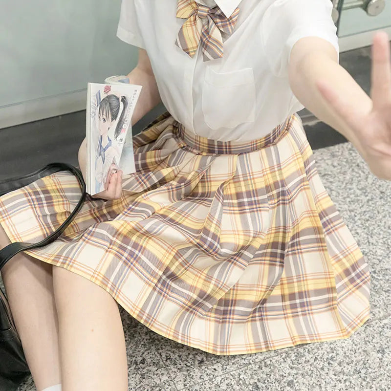 Jk Uniforms Gyaru School Uniform for Girl Student Pleated Skirt Uniform Set Women Short Sleeve Bow Tie Seifuku Japanese Style Street King Limited