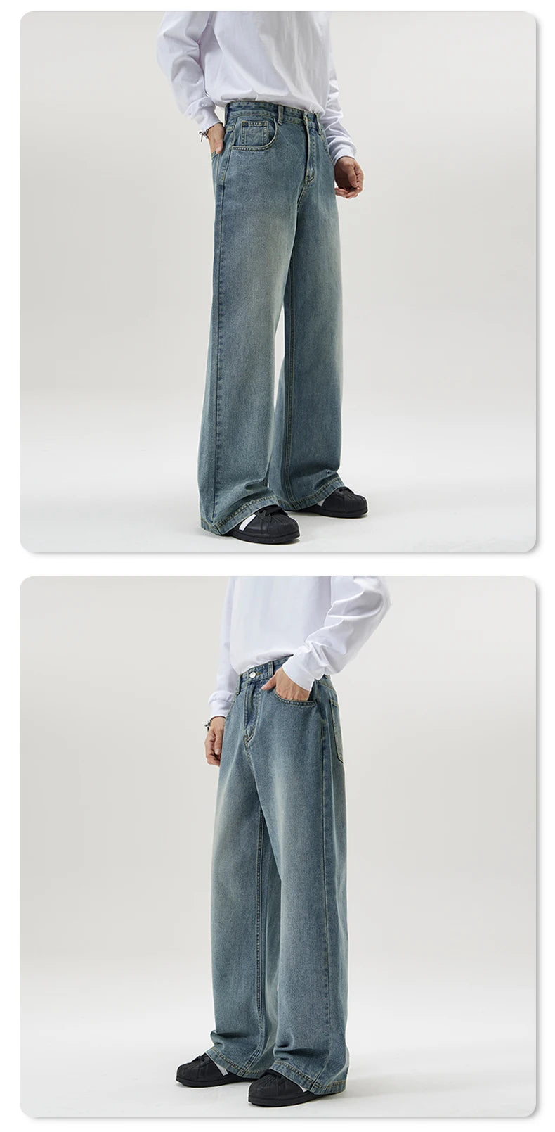 men wide leg straight streetwear fashion loose casual vintage denim baggy jeans pants women y2k jeans trousers unique jeans style 1749