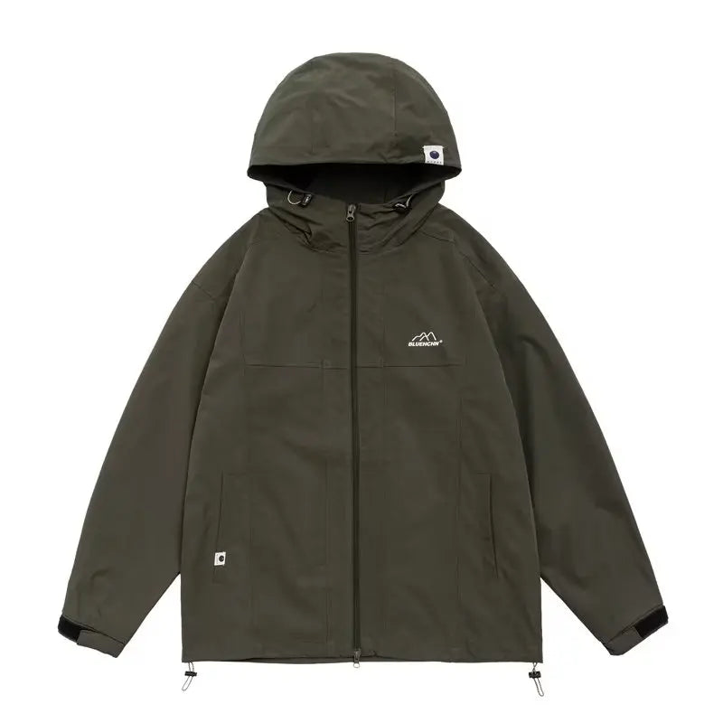 outdoor sports charging jacket mens 2024 spring japanese casual waterproof hooded trench coat multi pocket hiking windbreaker unique default style 2440