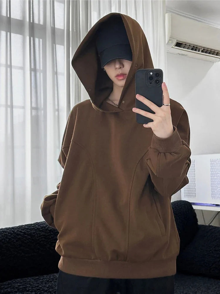 Streetwear Autumn Fleece Button Up Neck Hip Hop Sweatshirts For Men Solid Color O Autumn Fleece Button Up Neck Hip Hop Sweatshirts For Men Solid Color Oversized Y2K Hoodies High Street Fashion Hooded Tracksuit Fashion Sweater Jacket With Graphic Design For Men
