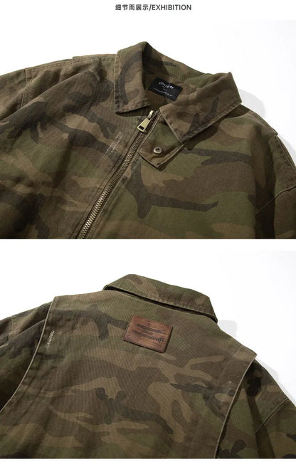 camouflage cargo motorcycle jacket men streetwear hip hop fashion retro loose casual short bomber jacket girl boyfriend coat unique cargo style 703