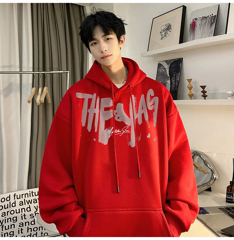 High Street Letter Print Oversized Hoodie Men's New Hip Hop Fashion Hooded Sweatshirt Autumn Y2K Vintage Pullover Hoody Clothes Street King Limited