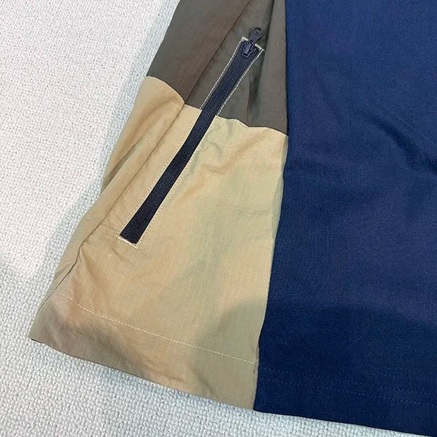 Side stitching color bump hem drawstring plus two layers of short-sleeved shirt profile Street King Limited