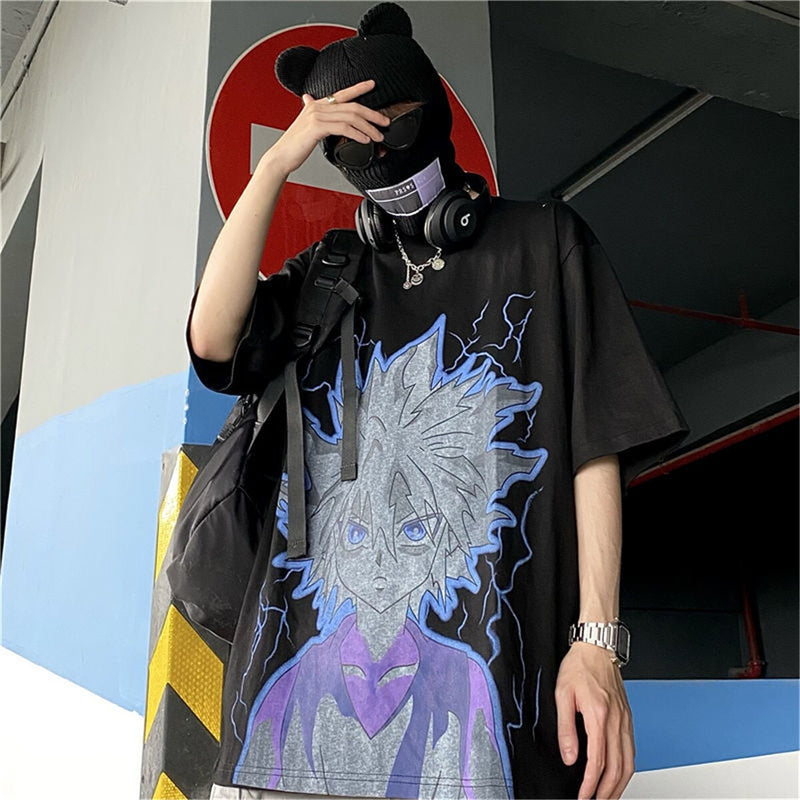 "Blue Hair" Unisex Men Women Streetwear Graphic T-Shirt Daulet Apparel