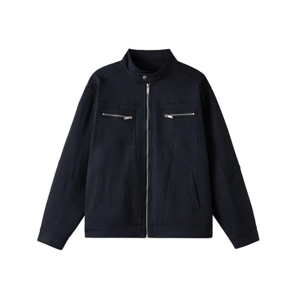 men retro casual stand collar streetwear fashion loose lightweight short motorcycle jacket women spring autumn coat outerwear unique shorts style 428