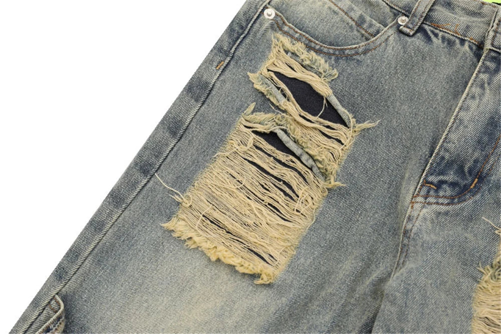 2024 ripped jeans high street straight trousers destroyed hole baggy denim pants vintage retro hip hop 1 unique jeans style 4501