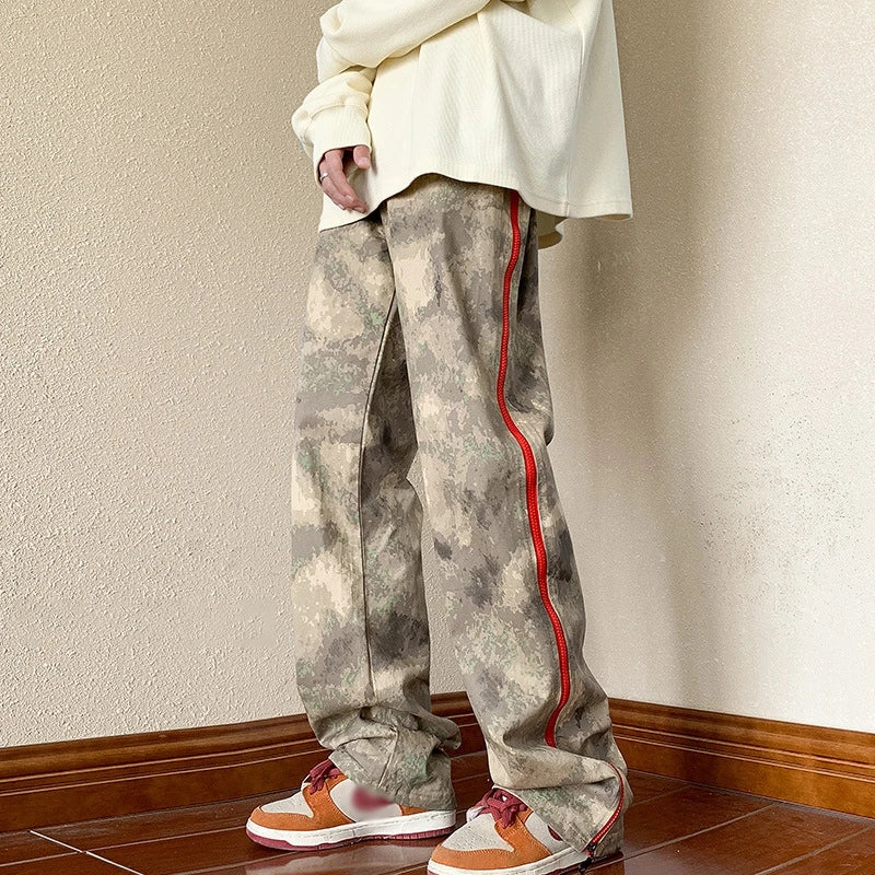 2023 outdoor side zipper camouflage baggy men cargo tracksuit pants overalls hip hop women sport long trousers spodnie dresowe baggy cargo bottoms