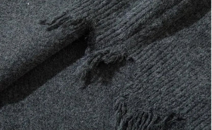 American High Street Mens Sweater 2024 New Autumn Half Zipper Fashion Knitted Tops Damaged Hip-hop Irregular Hem Pullover Street King Limited