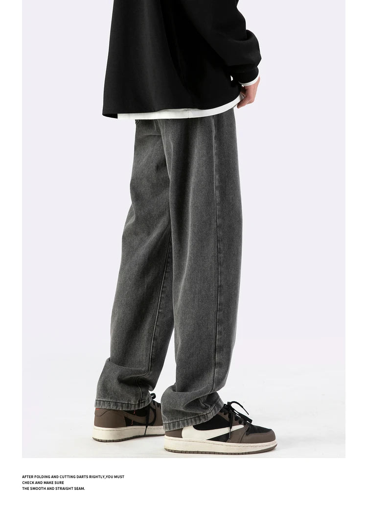 fashion loose streetwear denim basic pants unisex casual zipper jean pant hip hop trousers joggers men straight jeans traf homme unique joggers style 1396