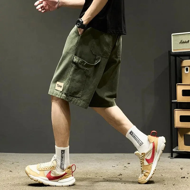 summer american casual retro shorts for men 2025 new loose straight short sweatpant streetwear fashion five point baggy bermudas sporty tapered joggers