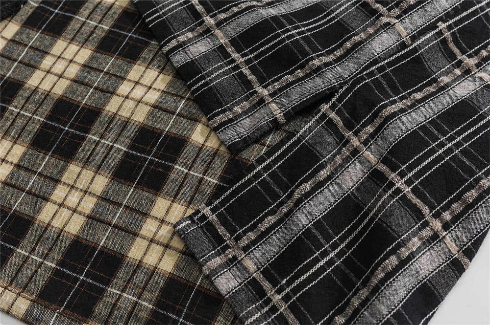 Streetwear Autumn Plaid Shirts Men Harajuku Hip Hop Streetwear Shirts Coats Long 2024 Autumn Plaid Shirts Men Harajuku Hip Hop Streetwear Shirts Coats Long Sleeve Loose Casual Button Up Blouse Y2K Tops Fashion Sweater Jacket With Graphic Design For Men
