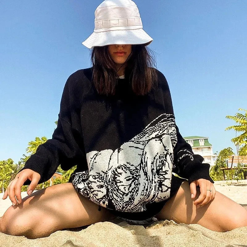 Traf-2024 women's sweater zssiibo official website autumn new y2k fashion trend couple pullover women's clothing sales Street King Limited