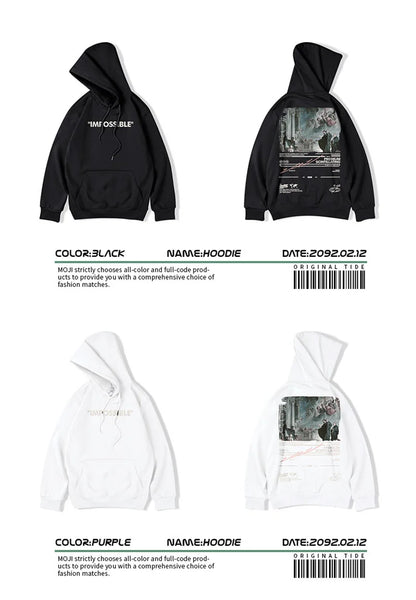 Gothic Print Men Hoodies Japanese Harajuku Fashion Hooded Sweatshirts Male Casual Y2K Hoodie 2025 Autumn Loose Sudaderas hombre Street King Limited