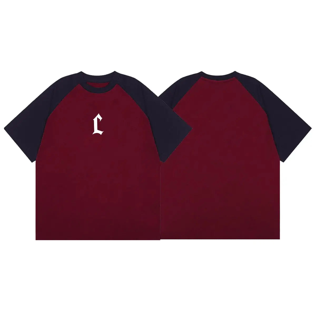 American summer personalized retro creative short-sleeved T-shirt for men new Korean style splicing raglan sleeves for couples Street King Limited