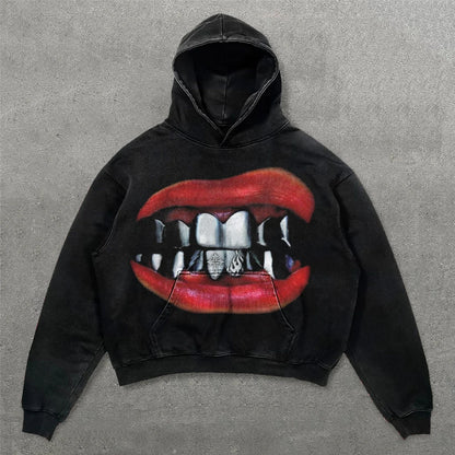 Harajuku Oversized Gothic Dragon Print Hoodie Streetwear Sweatshirt Y2k Tops Gothic Clothes Grunge Hoodies Women Men Clothing Street King Limited