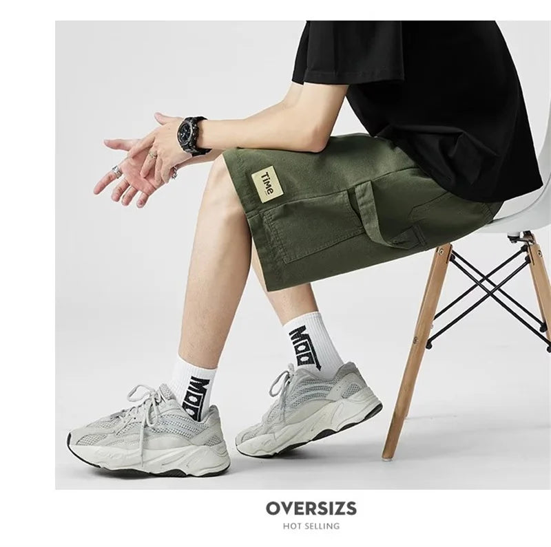 summer american casual retro shorts for men 2025 new loose straight short sweatpant streetwear fashion five point baggy bermudas unique joggers style 334