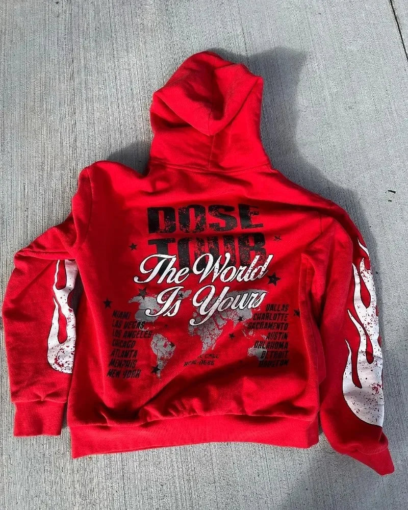 Y2K Street Hip-Hop Clothing Harajuku Letter Print Oversized Hoodie Men's Retro Trendy Gothic Loose Casual Long Sleeve Pullover Street King Limited