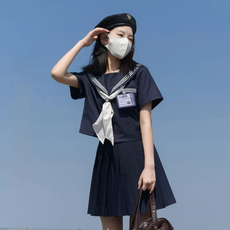 Navy Sailor Outfit Japanese Style School Uniform Skirt Girls JK Uniforms Student Sailor Dress Korean Student Seifuku COS Costume Street King Limited