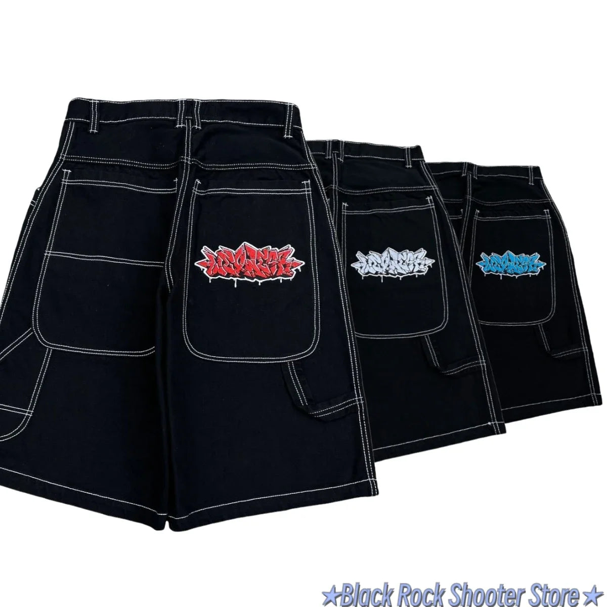 Hip Hop Wexwear Letter Embroidery Graphic Shorts Harajuku Streetwear Y2k Black Jeans Denim Baggy Gym Skate Shorts Men Clothing Street King Limited