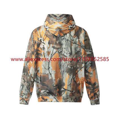 Autumn and Winter Vintage American High Street Men's Hooded Hoodie Clothing with Maple Leaf Printing Tops Oversize High Quality Street King Limited