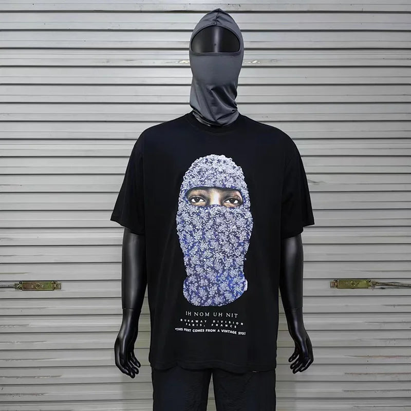 2024ss New IH NOM UH NIT T-shirt Masked Gold Necklace Printing Men Woman Good Quality Chaopai Top Tees Street King Limited