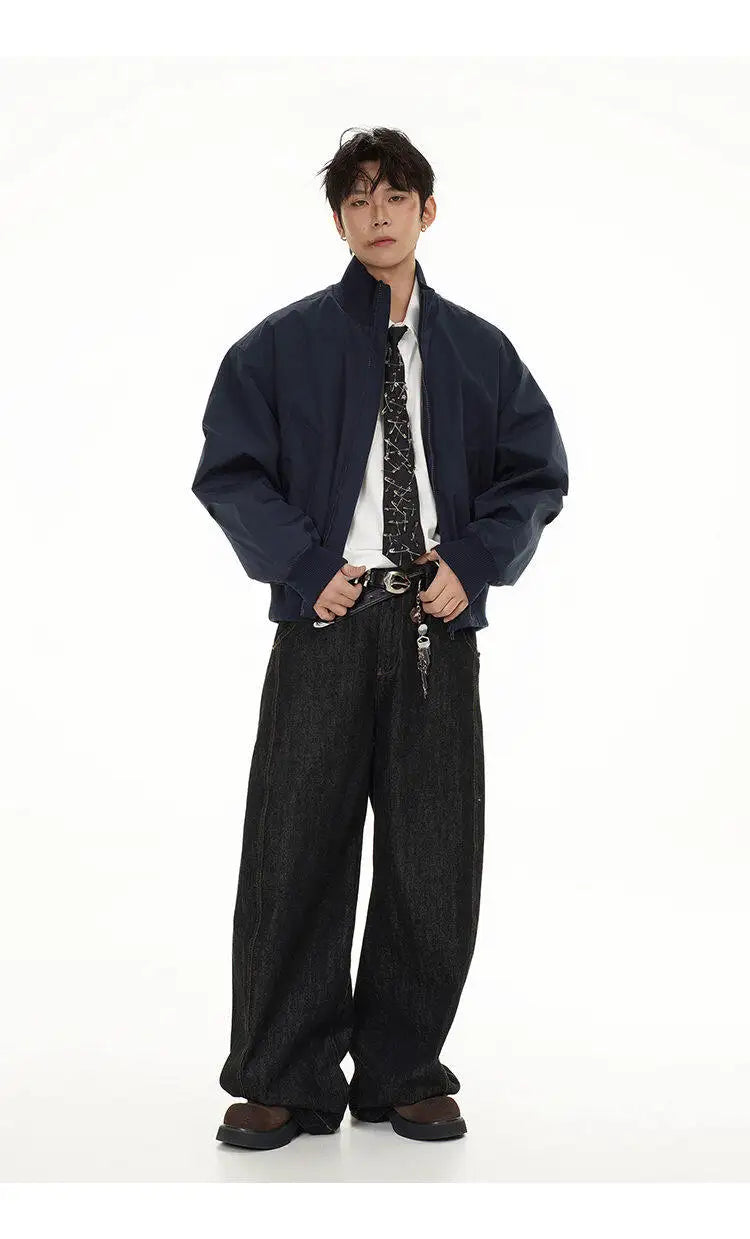 short design stand collar bomber jacket men korean streetwear fashion loose casual vintage bomber jacket coat cityboy outerwear unique shorts style 523