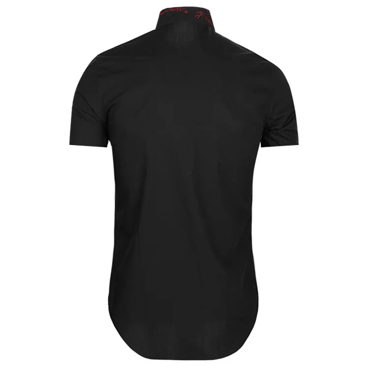New 2022 Luxury Men Classic Embroidered bee stripe Fashion Cotton Casual Shirts Shirt High Quality Short Sleeves A68 Street King Limited