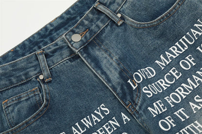 blue baggy jeans men letter printed straight denim pants fashion jeans male streetwear hip hop y2k loose trousers unique jeans style 4088