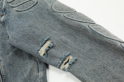 24fw kanye west yzy brand fashion high street heavy weight denim jacket worn quality jacket coat for men unique jeans style 83
