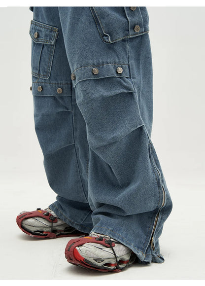 punk rivet denim jeans pants mens 2023 harajuku streetwear bottom zipper cotton casual oversize joggers straight pants trousers unique joggers style 3457