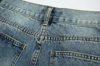 Frayed Hole Damaged Washed Blue Baggy Jeans for Men Y2k Streetwear Straight Casual Denim Trousers Ropa Hombre Loose Cargo Pants Street King Limited