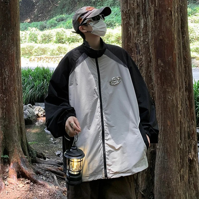 new sport charge jacket mens korean trend color blocking quick drying thin coats summer outdoor sunscreen casual windbreaker unique default style 1929