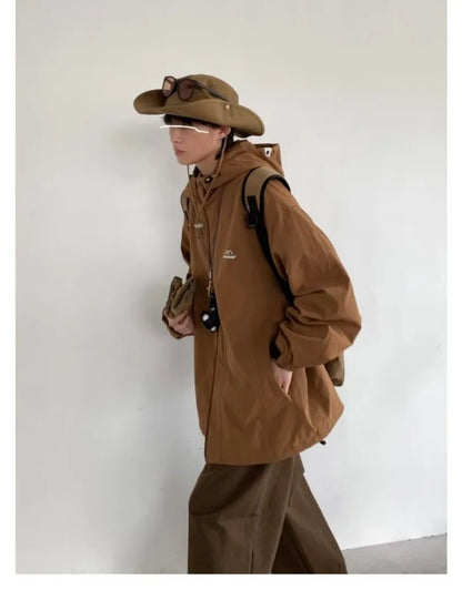 outdoor sports charging jacket mens 2024 spring japanese casual waterproof hooded trench coat multi pocket hiking windbreaker unique default style 2423